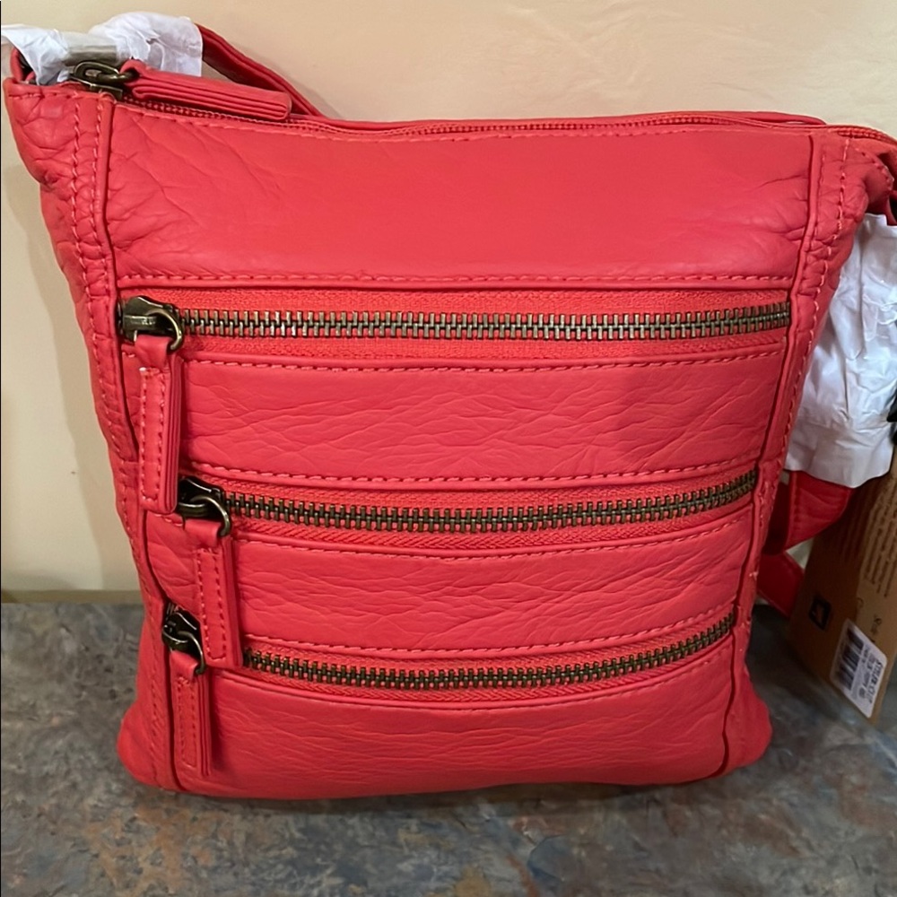 Poppy Red Vegan Leather Crossbody Bag